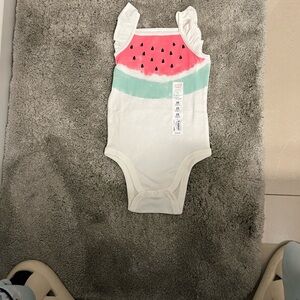 Jumping Beans Watermelon-Themed Bodysuit - White, Pink, Green